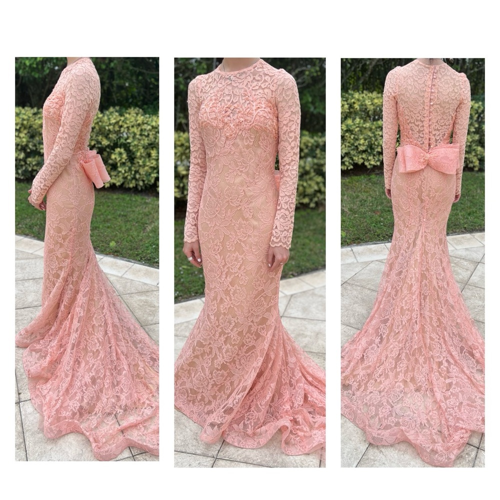TARIK EDIZ gown blush/salmon color Sz 4. Used once